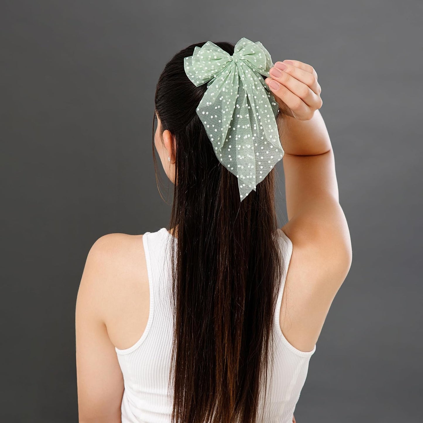 Hair Bows for Women | Bow Hairclips | Clips Hair Accessories | Women Net Tail Hairbow | Pack of 2 | Net Bows | Green & Brown Color